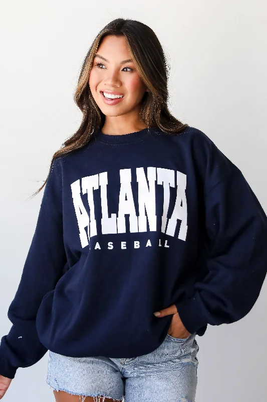 Navy Atlanta Baseball Sweatshirt