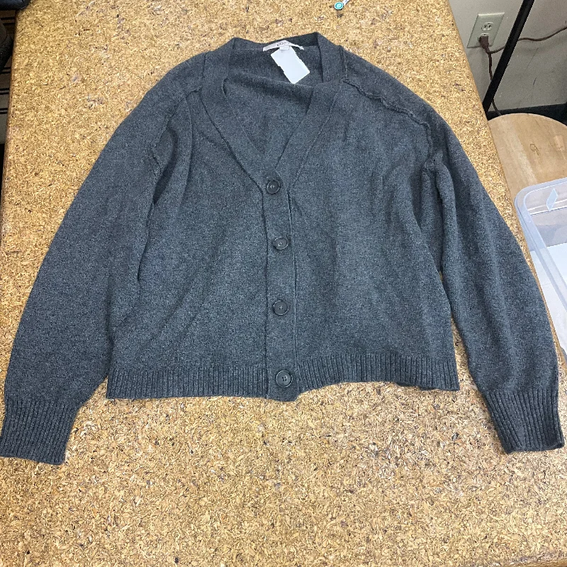 Sweater Cardigan By Loft In Grey, Size: M