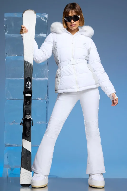 Ski Jacket with Detachable Sleeves in White