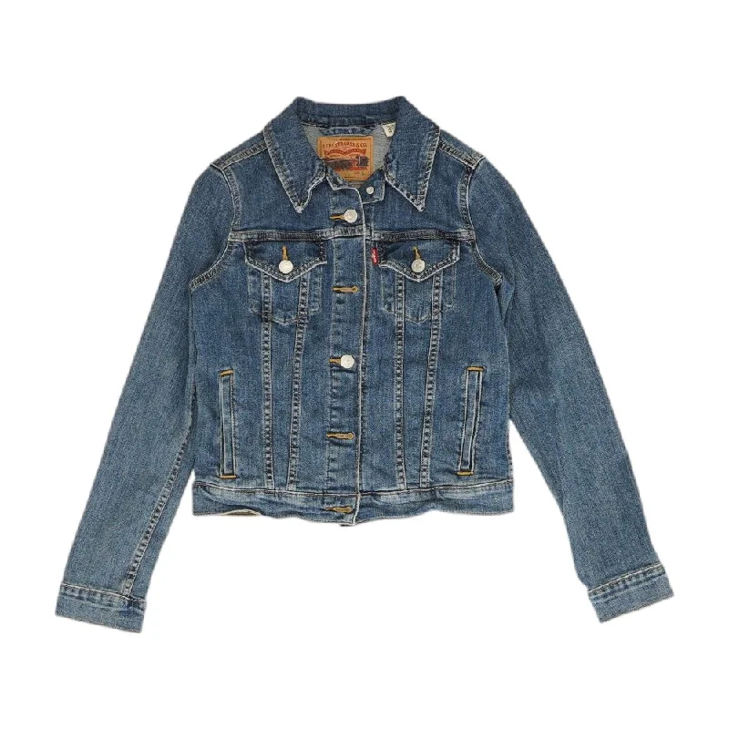 Blue Solid Denim Jacket