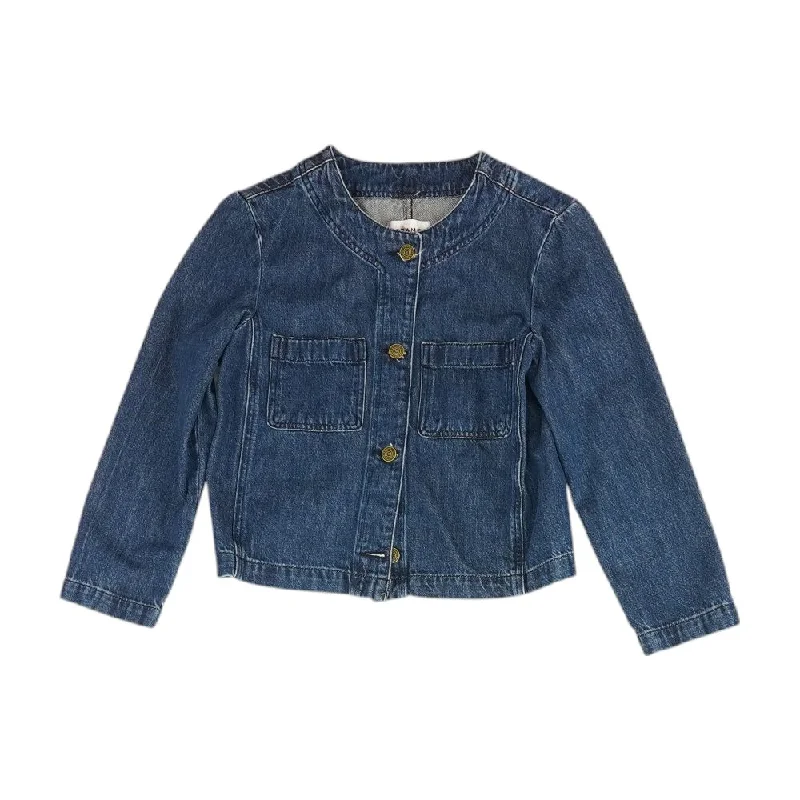 Blue Solid Denim Jacket