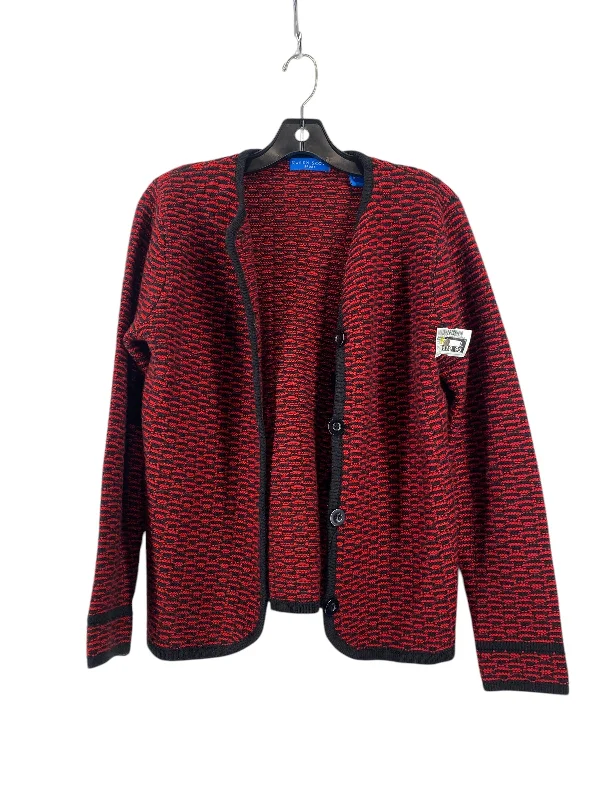 Cardigan By Karen Scott In Black & Red, Size: S