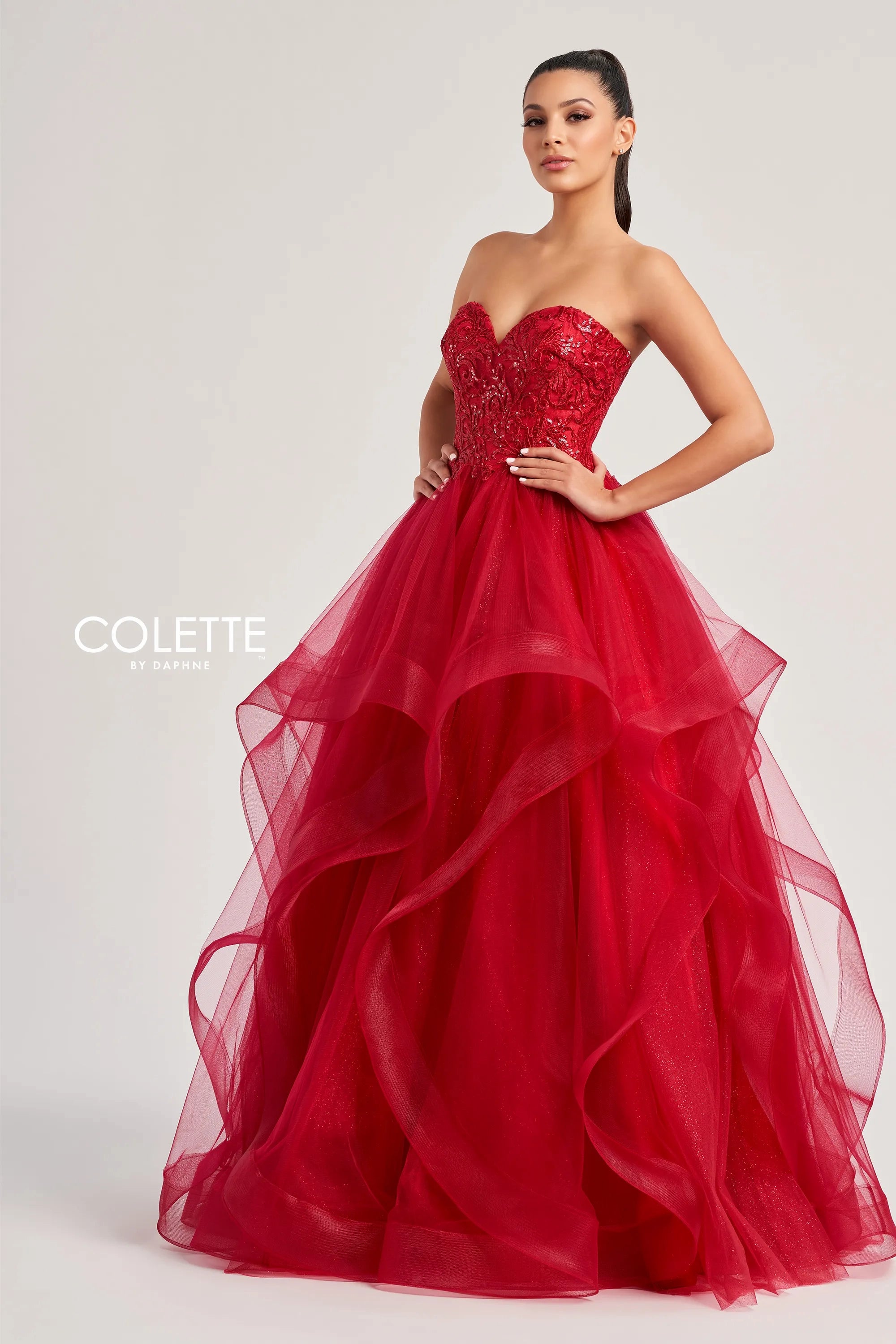 Colette by Daphne CL8290 Long Glitter Ball Gown Formal Prom Dress