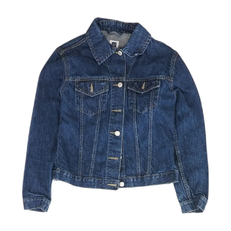 Blue Solid Denim Jacket