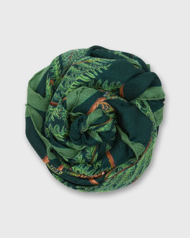 Square Scarf in Black/Green Fern