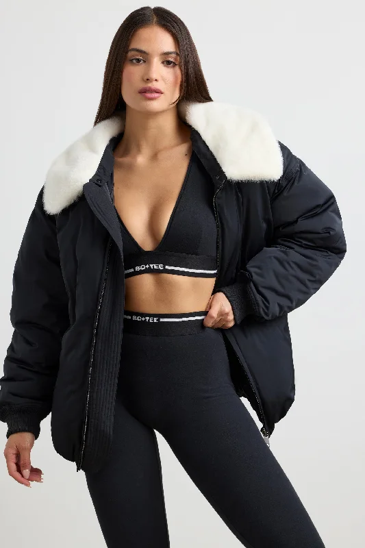 Oversized Bomber Jacket in Black