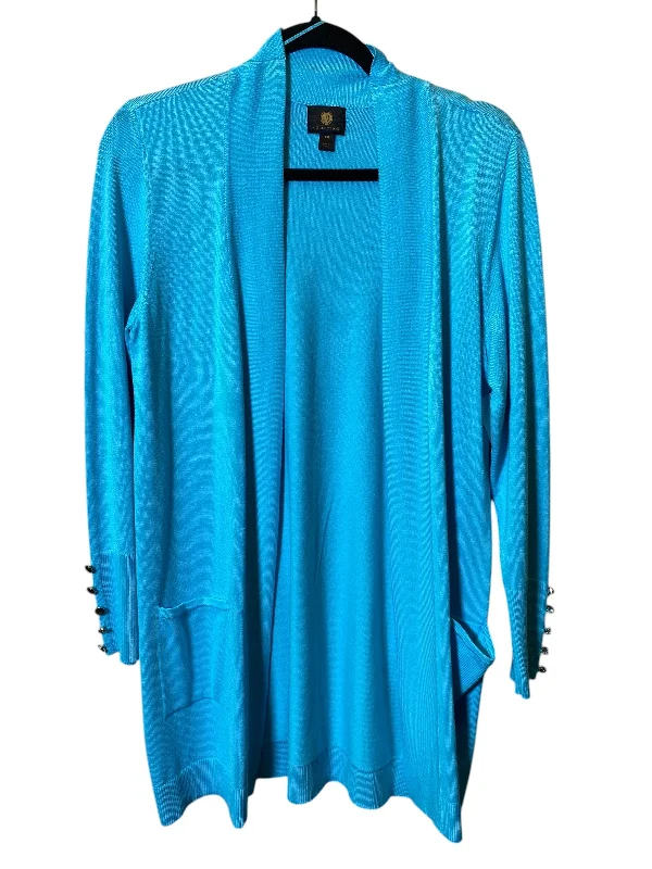 Sweater Cardigan By Jm Collections In Aqua, Size: M