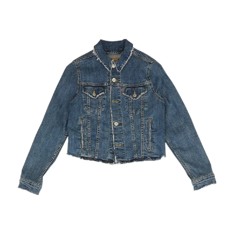 Blue Solid Denim Jacket