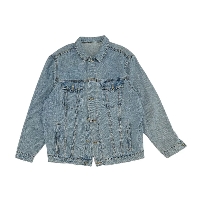 Blue Solid Denim Jacket