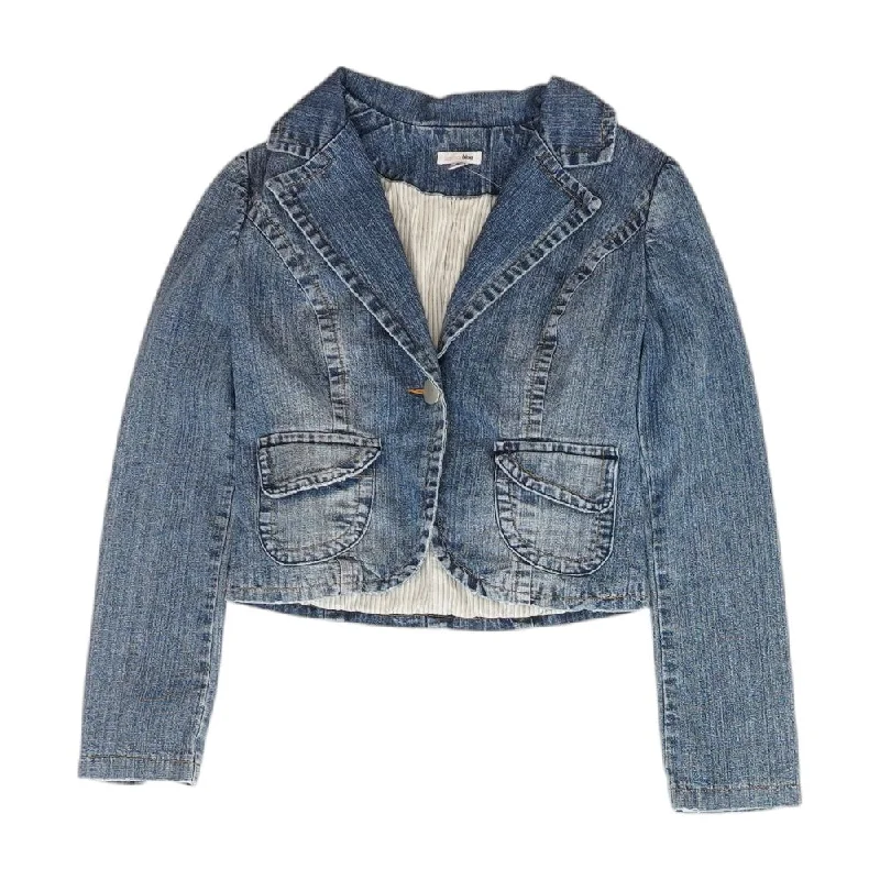 Blue Solid Denim Jacket