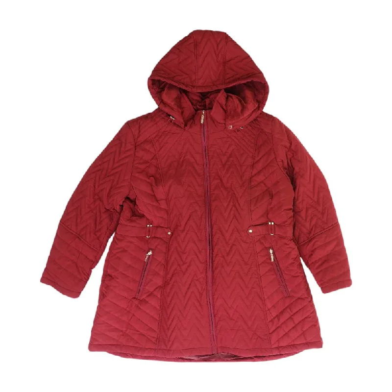 Burgundy Solid Puffer Puffer Jacket