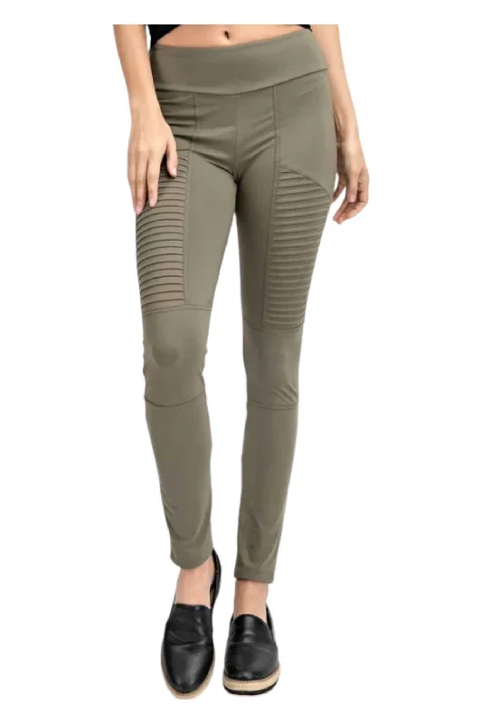 Full Length Moto Leggings In Olive