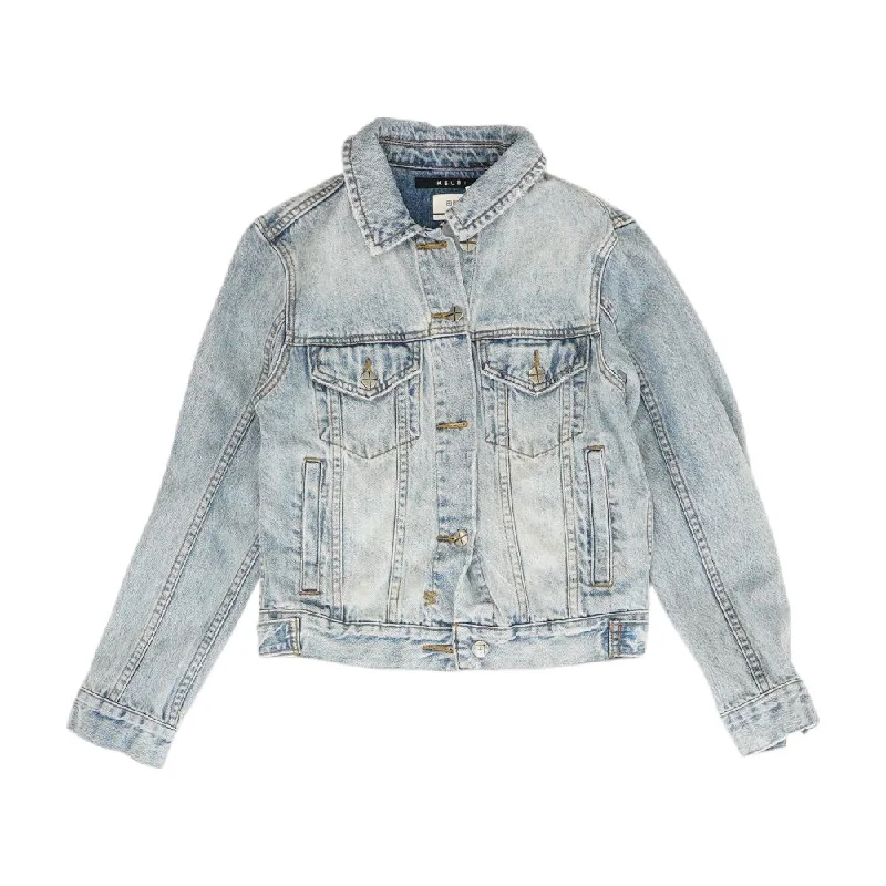 Blue Solid Denim Jacket