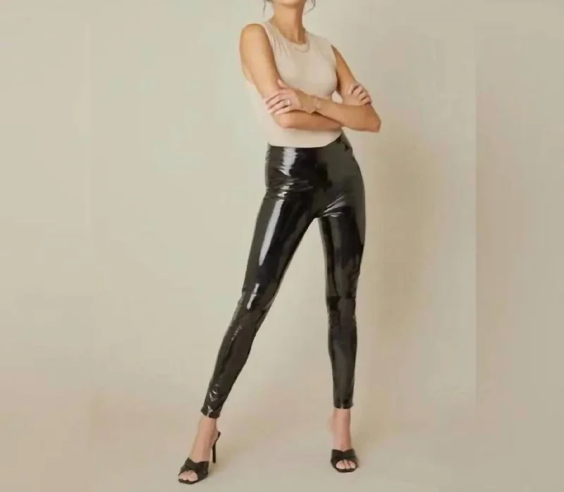 Nightlife Faux Leather Legging In Black