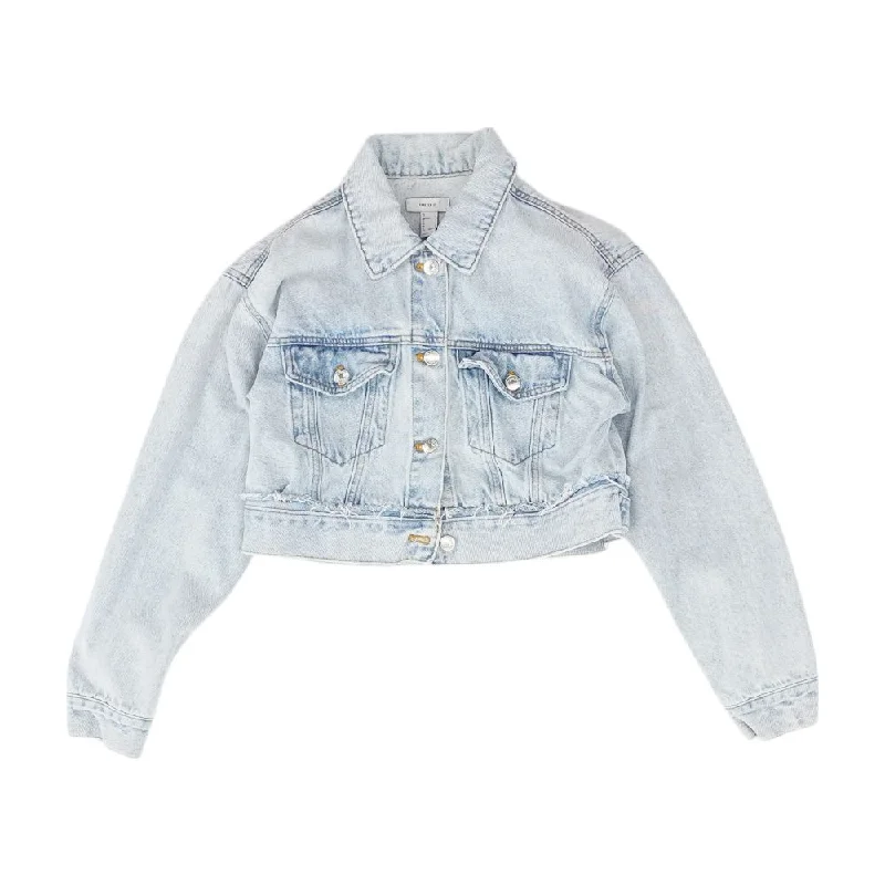 Blue Solid Denim Jacket