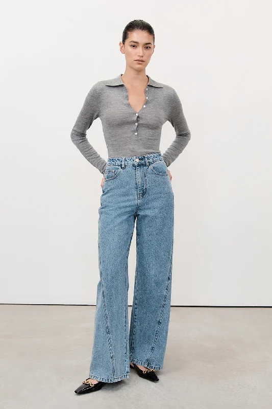 CARSON MID BLUE WIDE LEG JEAN