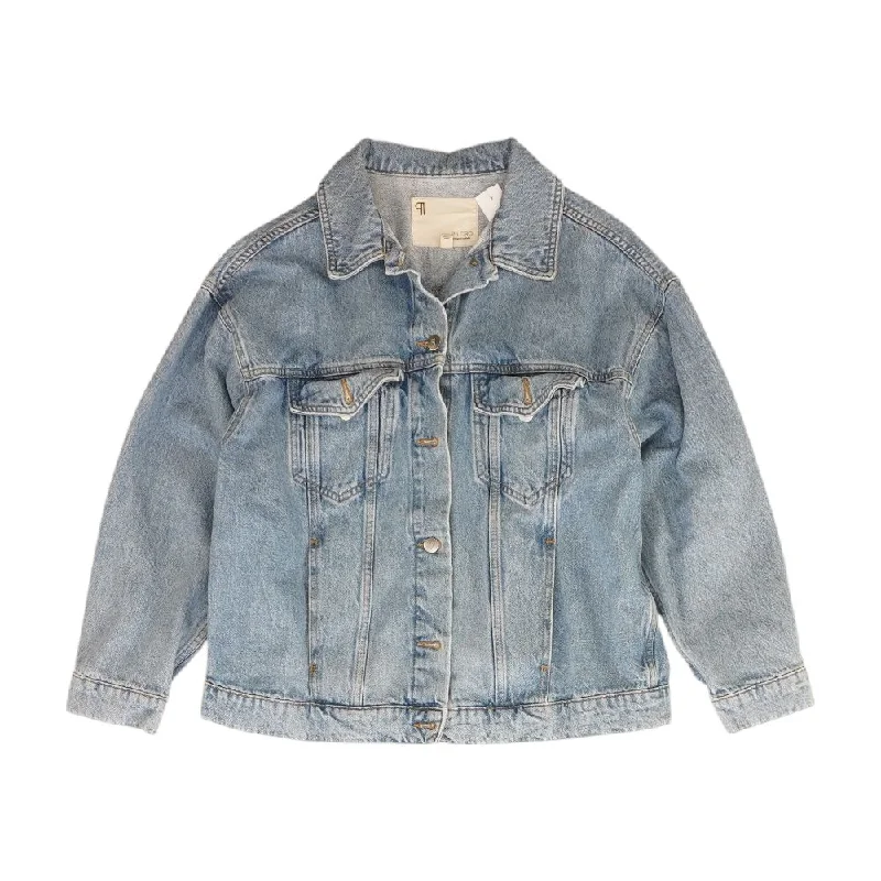 Blue Solid Denim Jacket