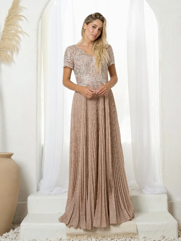 Mother of the Bride Long Formal Metallic Dress