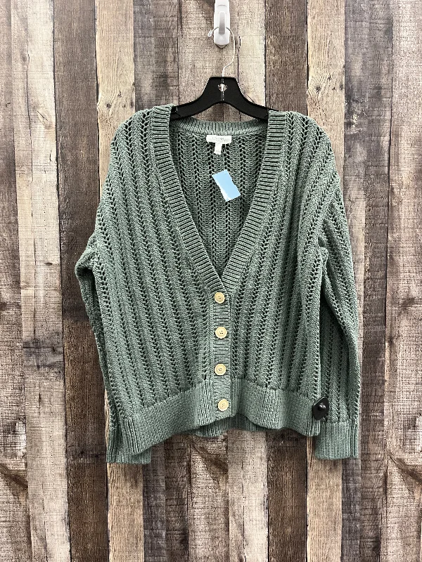 Sweater Cardigan By Clothes Mentor In Green, Size: L