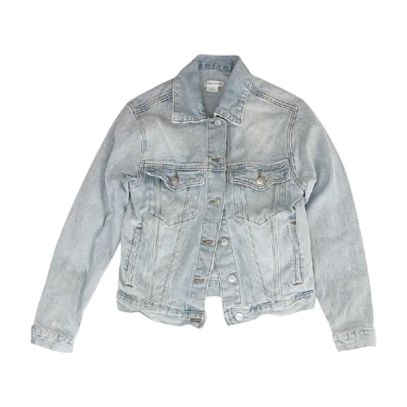 Blue Solid Denim Jacket