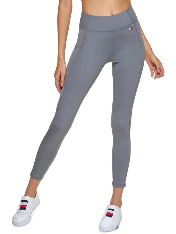 Womens Ribbed Inset High Rise Athletic Leggings