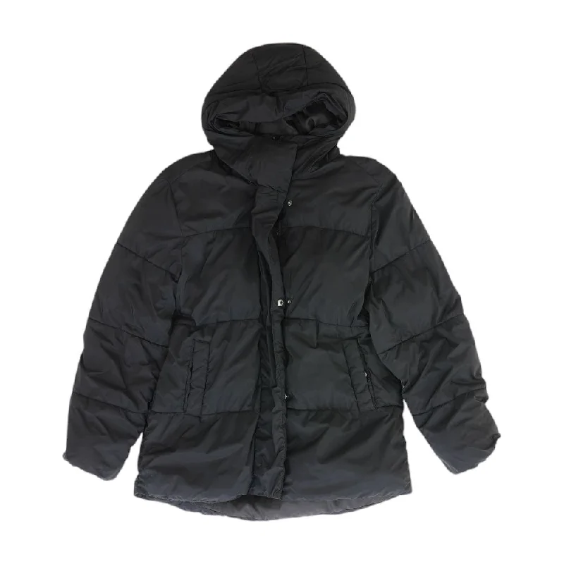 Black Solid Puffer Jacket