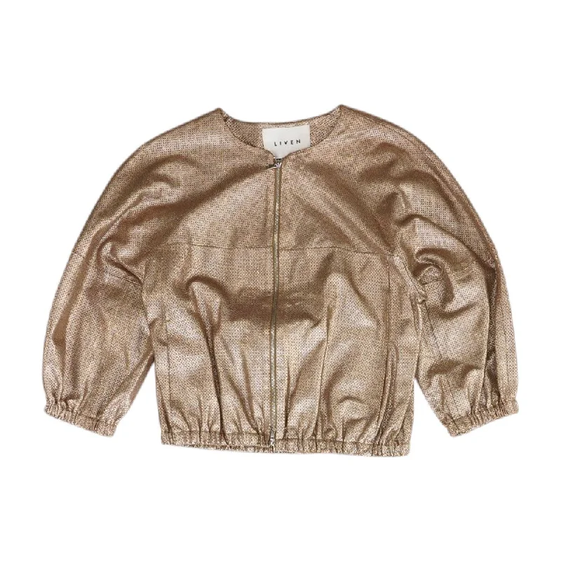 Gold Solid Leather Jacket