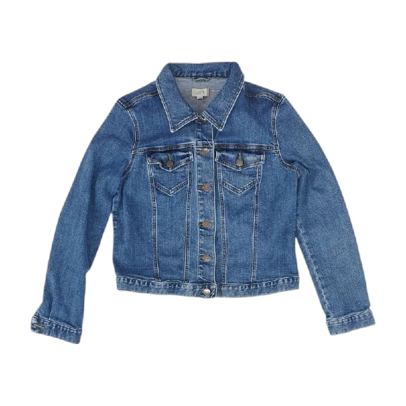 Blue Solid Denim Jacket