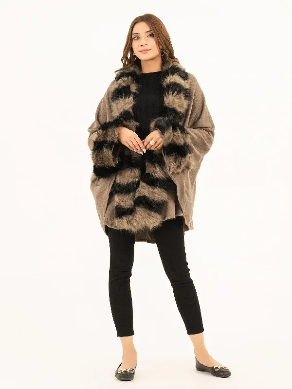 Two Tone Fur Cape Shawl