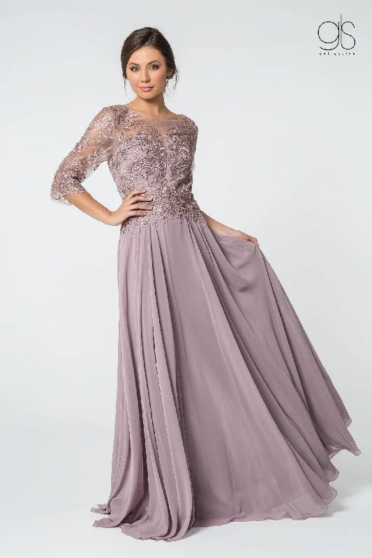 Long Formal Long Sleeve Mother of the Bride Dress