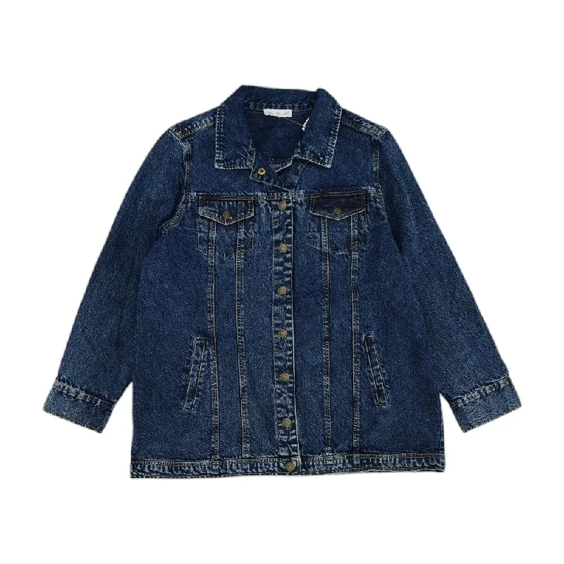 Blue Solid Denim Jacket