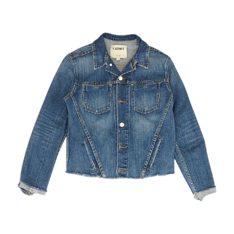 Blue Solid Denim Jacket