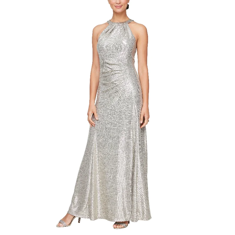 Alex Evenings 8127772 Long Metallic Formal Evening Dress