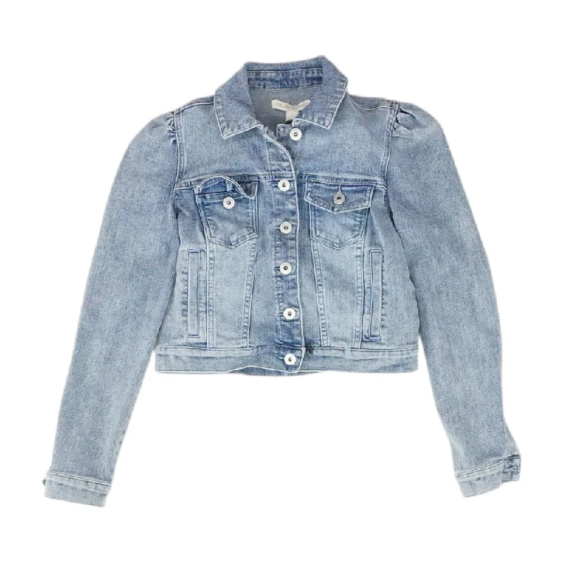 Blue Solid Denim Jacket