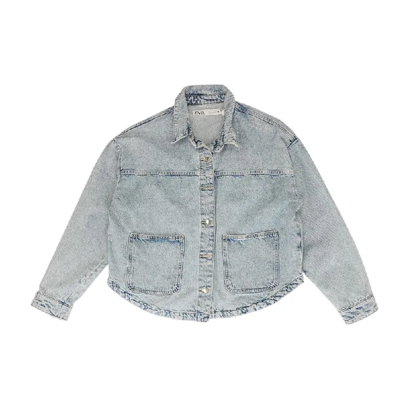 Blue Solid Denim Jacket