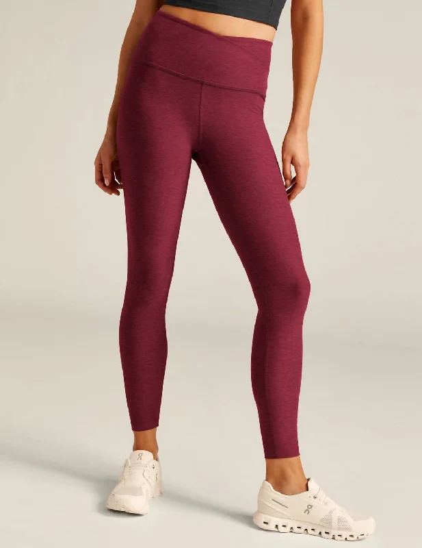 Spacedye At Your Leisure High Waisted Midi Legging In Bordeaux Heather