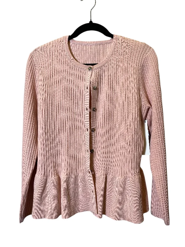 Sweater Cardigan By Cable And Gauge In Pink, Size: Xl