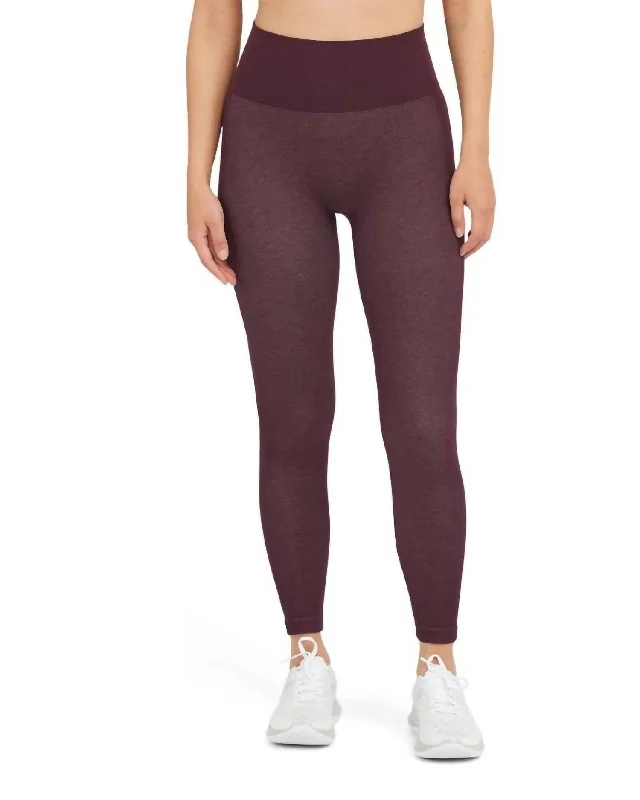 Seamless Track Stripe Leggings In Plum