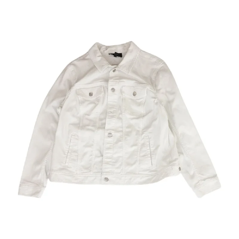 White Solid Denim Jacket