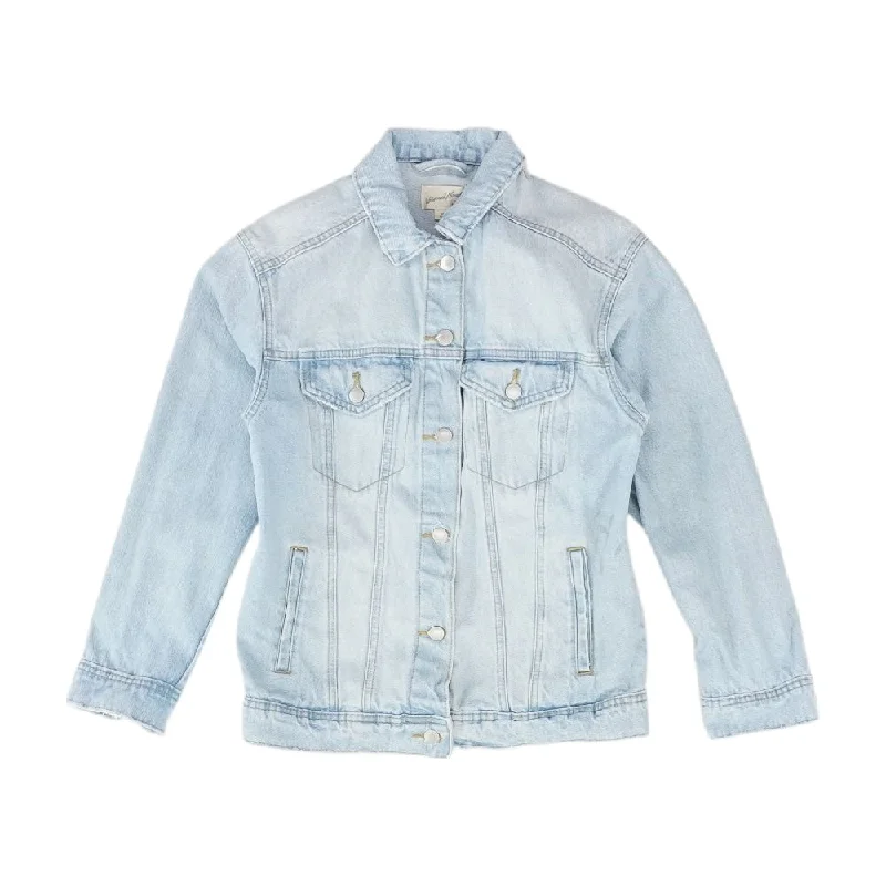 Blue Solid Denim Jacket