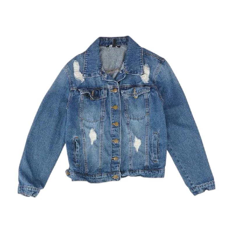 Navy Solid Denim Jacket