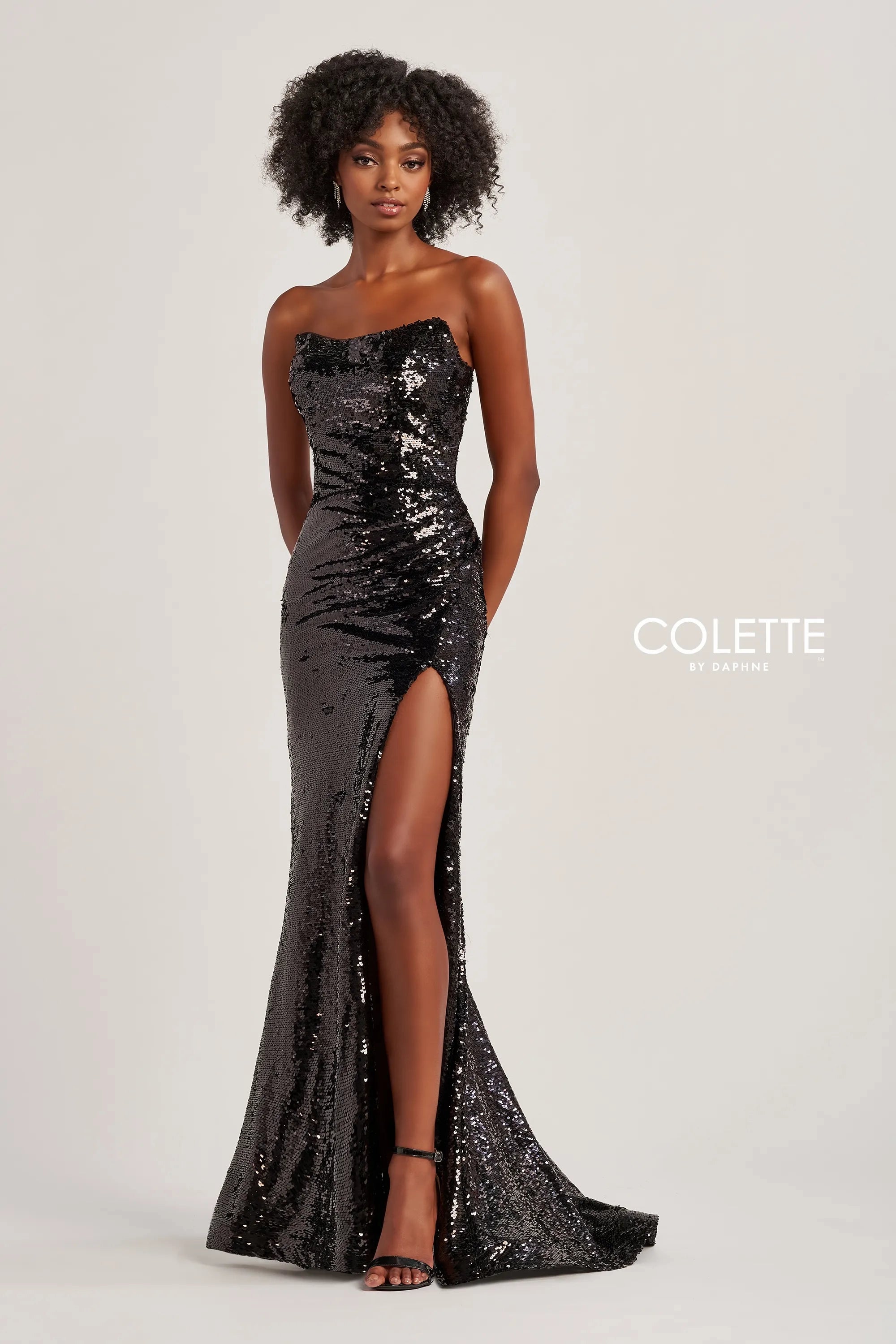 Colette by Daphne CL8300 Long Sequin Slit Formal Evening Prom Dress