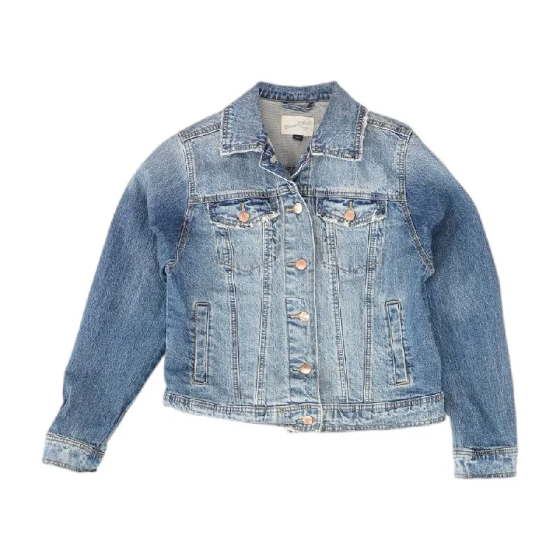 Blue Solid Denim Jacket