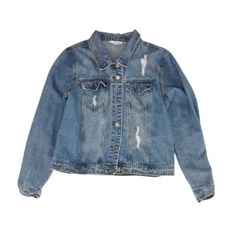 Blue Solid Denim Jacket