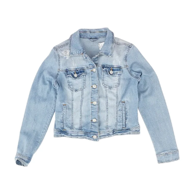 Blue Solid Denim Jacket