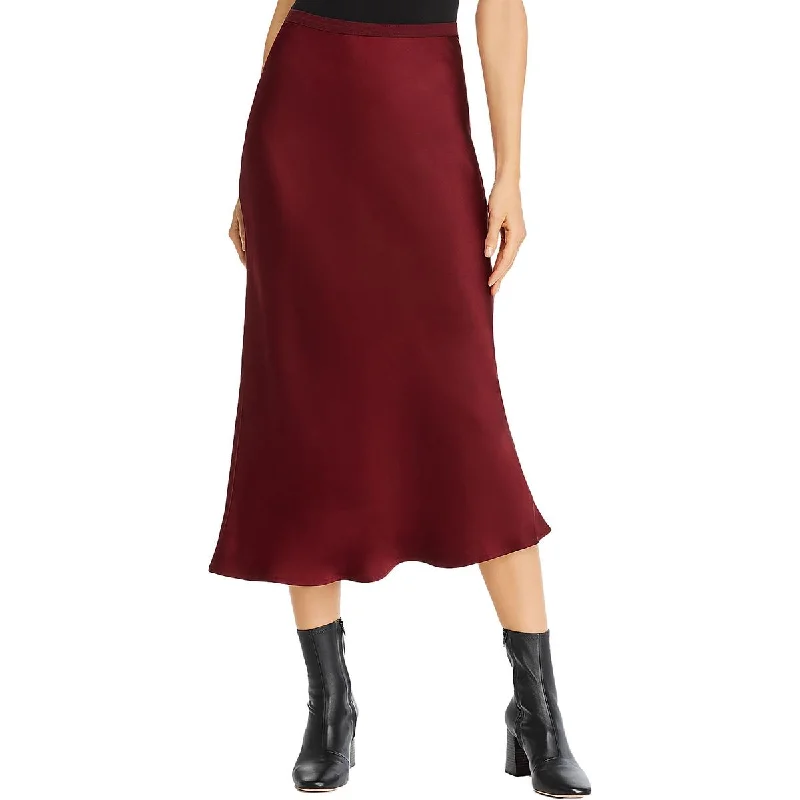 Bar Womens Silk High Waist Midi Skirt