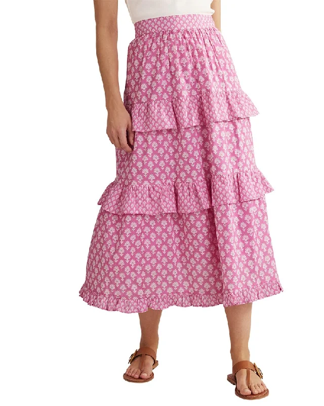 Boden Tie Waist Tiered Maxi Skirt