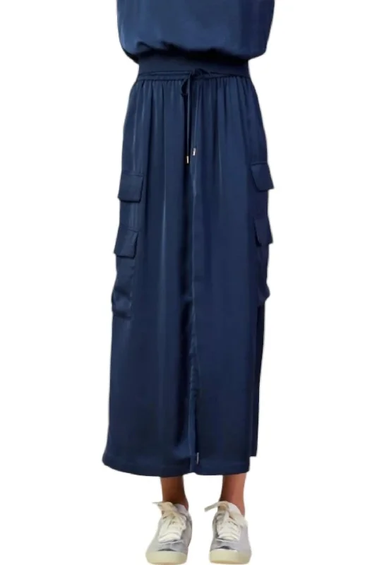 Cargo Midi Skirt In Navy