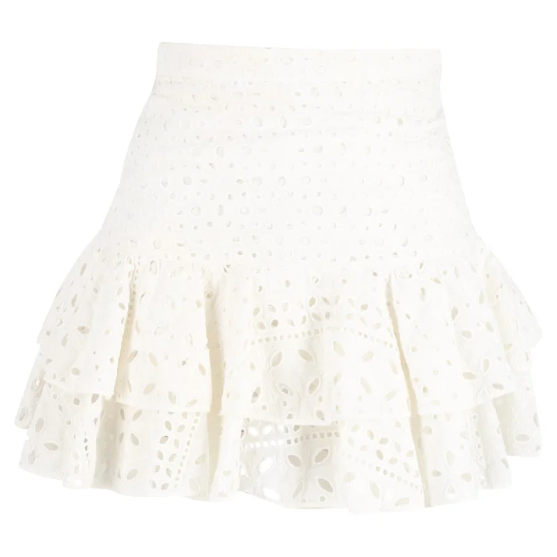 Charo Ruiz Noa Eyelet Mini Skirt in White Cotton