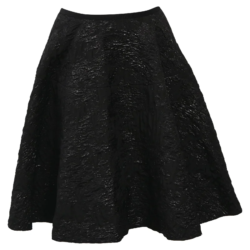 Lanvin A-Line Jacquard Skirt in Black Polyester